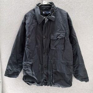 VINTAGE Polo Ralph Lauren Men Jacket Medium Black‎ Wool Quilt Lined Chore Barn
